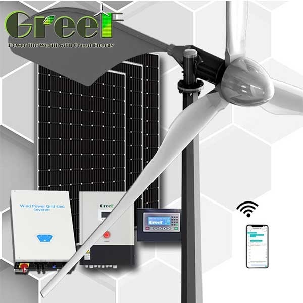 Solar Wind Hybrid Pada Grid Energy Horizontal Axis Wind Turbine 2KW Untuk Rumah