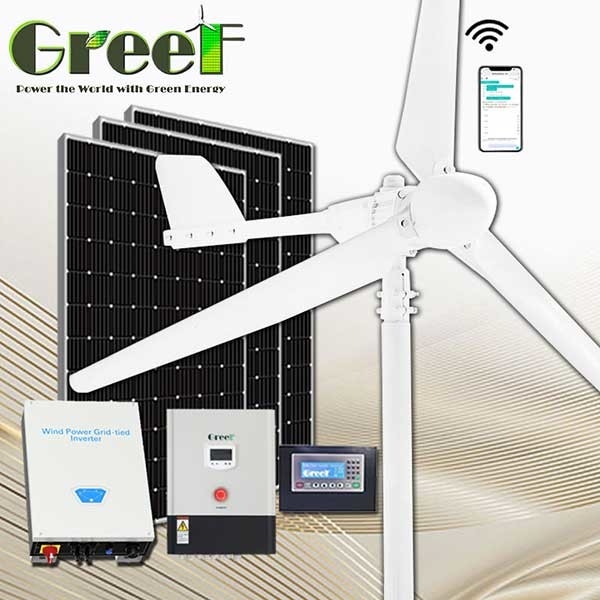 2KW On Grid Energy Lengkap Horizontal Axis Wind Generator Buatan China