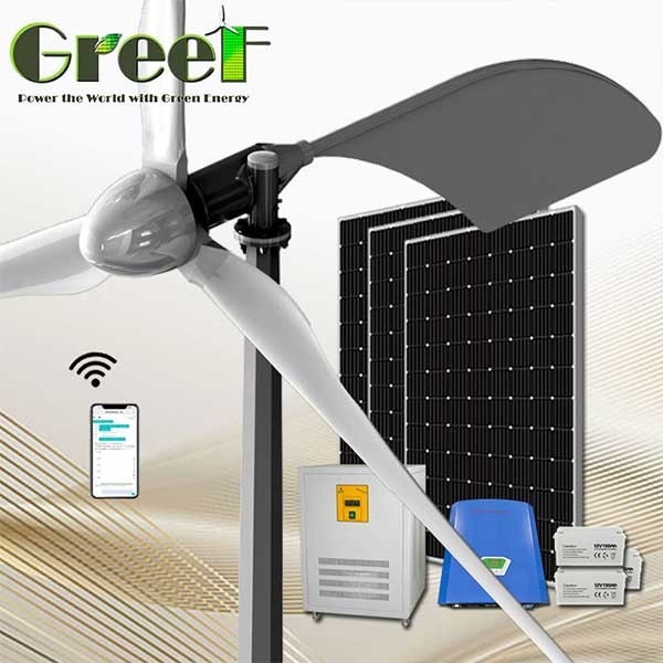 Instalasi Mudah AC Horizontal Axis Wind Turbine Generator Solar Hybrid System 5KW
