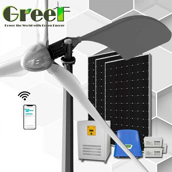 Turbin Angin Sumbu Horisontal Lengkap 5KW Lengkap Hibrid Off Dan On Grid System