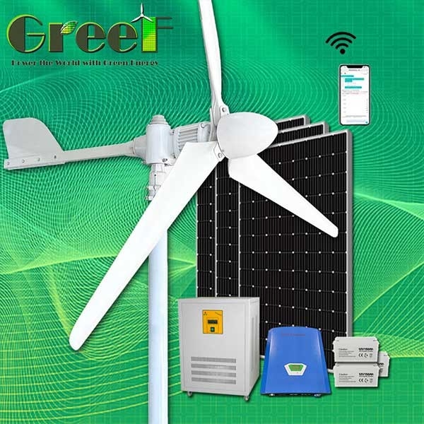 Instalasi Atap Kecepatan Angin Grid Tie Solar Hybrid Wind Turbine System 2KW