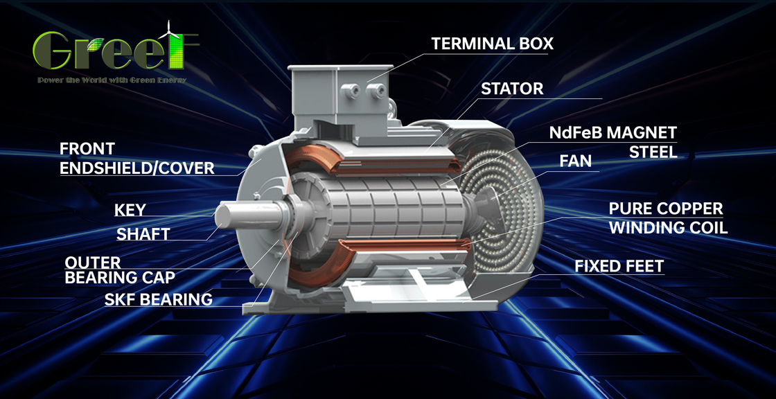 Generator Magnet Permanen RPM Rendah Disesuaikan 5kw 10kw 50kw 200kw dengan Garansi 3 Tahun