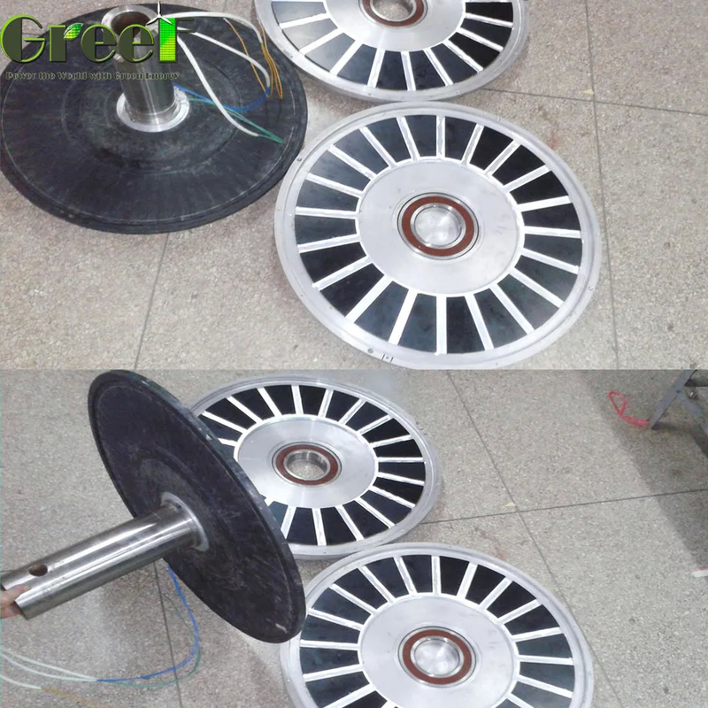 Generator Magnet Permanen Tanpa Inti 3 Fase 12-450V Rentang Tegangan Struktur Rotor Luar