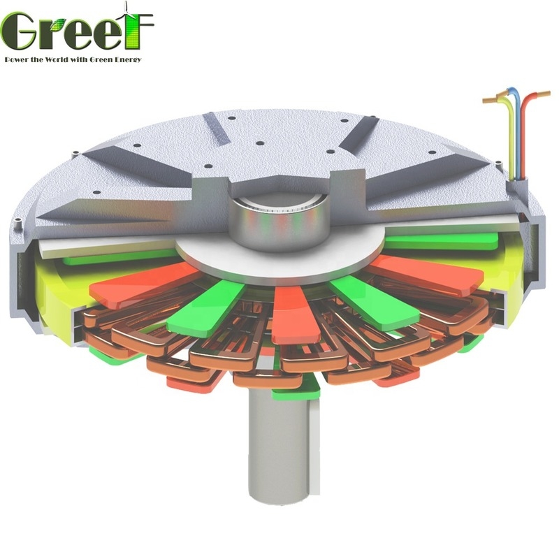 Generator magnet permanen tipe poros horisontal dan vertikal tanpa inti dengan kecepatan 100RPM-600RPM dan daya 0,2-10 KW