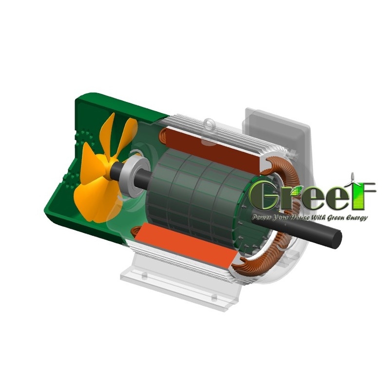 Generator Magnet Permanen 10kW Disesuaikan Tegangan Terukur 20rpm-3000rpm Putaran Terukur Penggunaan Rumah Untuk Turbin Angin Turbin Air