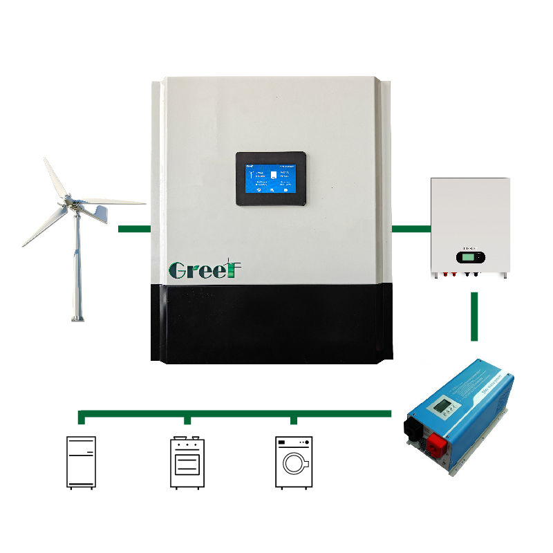 Layar LCD Pengontrol Off Grid untuk Turbin Angin atau Sistem PMG dengan Arus Output Terukur 100A/200A/80A/150A dan Suhu Sekitar -25℃～50℃
