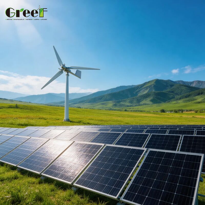 Sistem Surya Angin Hibrida yang dipasang di tanah dengan Perlindungan IP66 dan Baterai Lifepo4 untuk Solusi Energi Berskala Besar