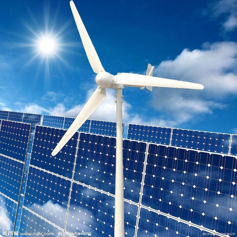 Rooftop 3 Phase Horizontal Axis Wind Turbine Generator Solar Hybrid System 2KW